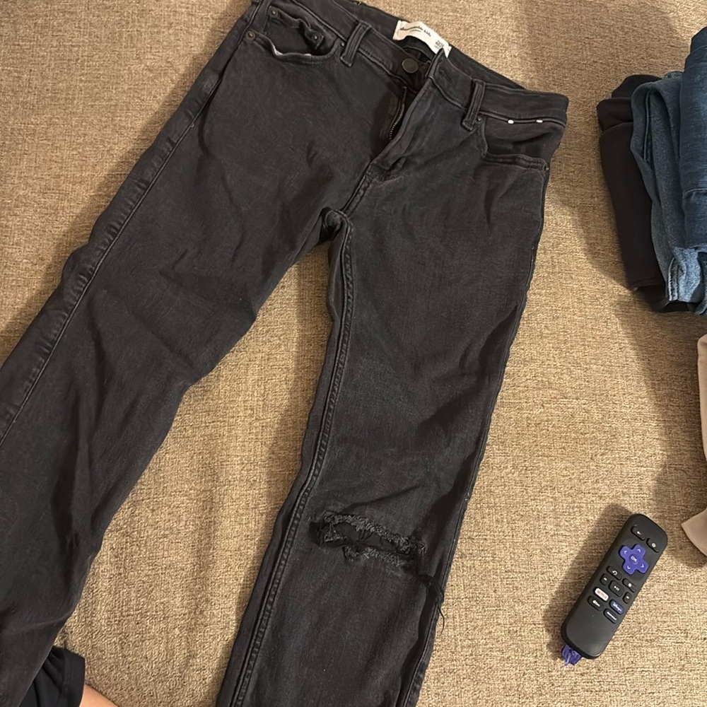 Boys Abercrombie Straight Black Jeans